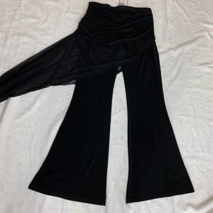 Pia Clothing EUC stretch pants sheer sash rhinestones medium black